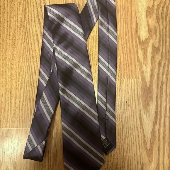 Men’s Tie Accessories Purple Striped Neck Tie - Picture 2 of 4